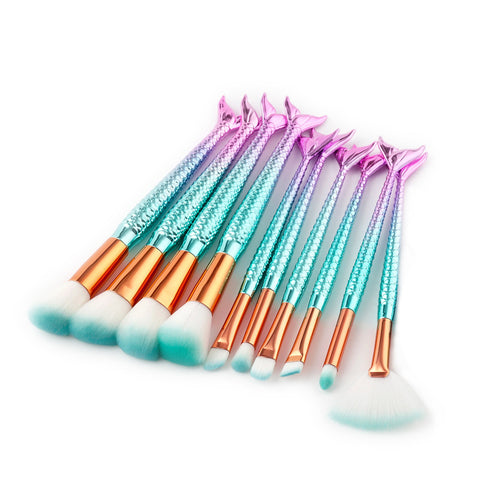 10pcs Mermaid Makeup Brush Set - evolette.com