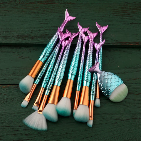 10pcs Mermaid Makeup Brush Set - evolette.com